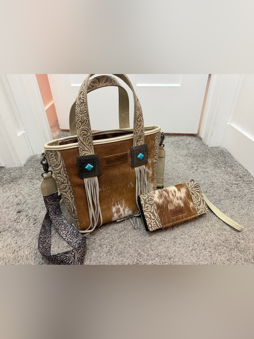 Wrangler Cowhide Concealed Carry Purse + Matching Wallet
